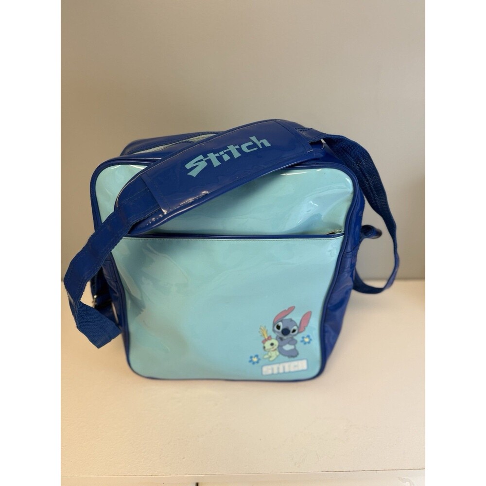 Vintage Disney Stitch and Scrump Blue Vinyl Beach Bag Tote - Rare Y2K